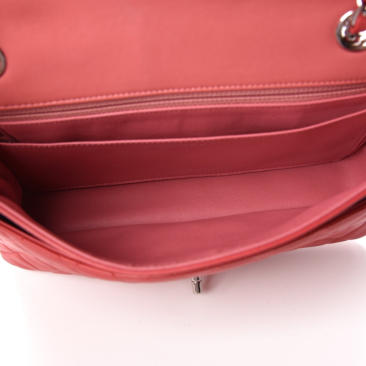 Lambskin Quilted Tri-Color Medium Valentine Charms Single Flap Pink
