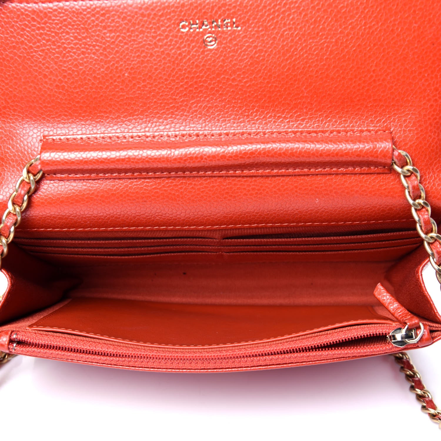 Chanel Caviar Quilted Wallet On Chain WOC Red 5 of 11
