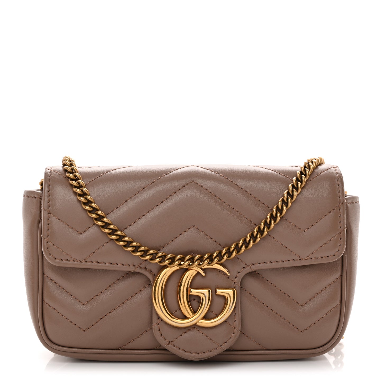 Calfskin Matelasse Super Mini GG Marmont Shoulder Bag Porcelain Rose
