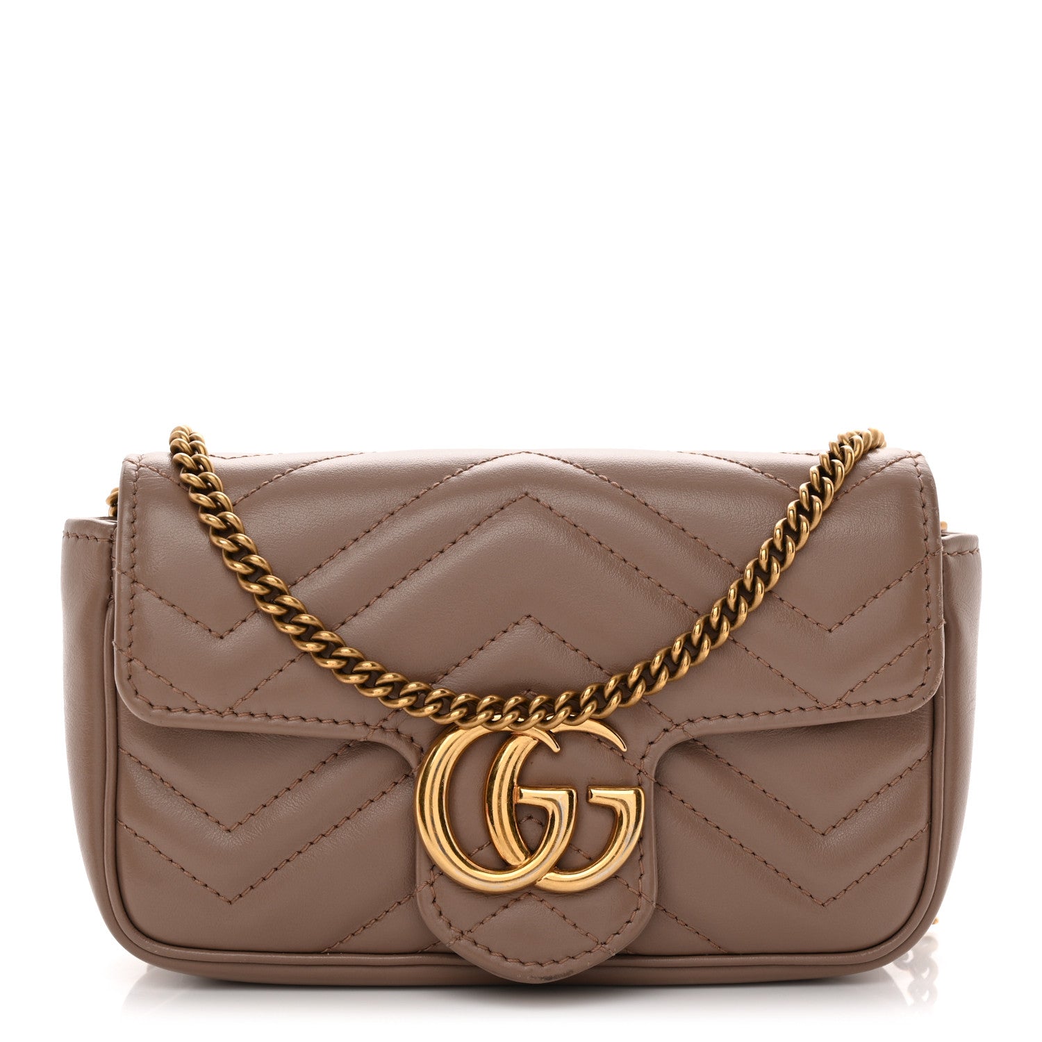 Gucci Calfskin Matelasse Super Mini GG Marmont Shoulder Bag Porcelain Rose 1 of 11