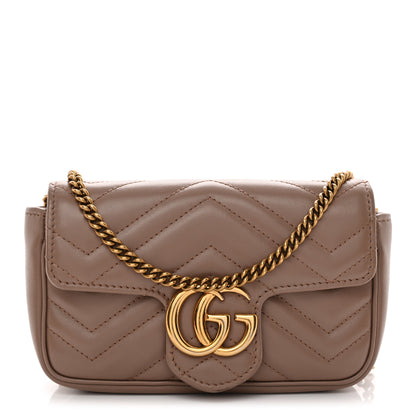 Gucci Calfskin Matelasse Super Mini GG Marmont Shoulder Bag Porcelain Rose 1 of 11