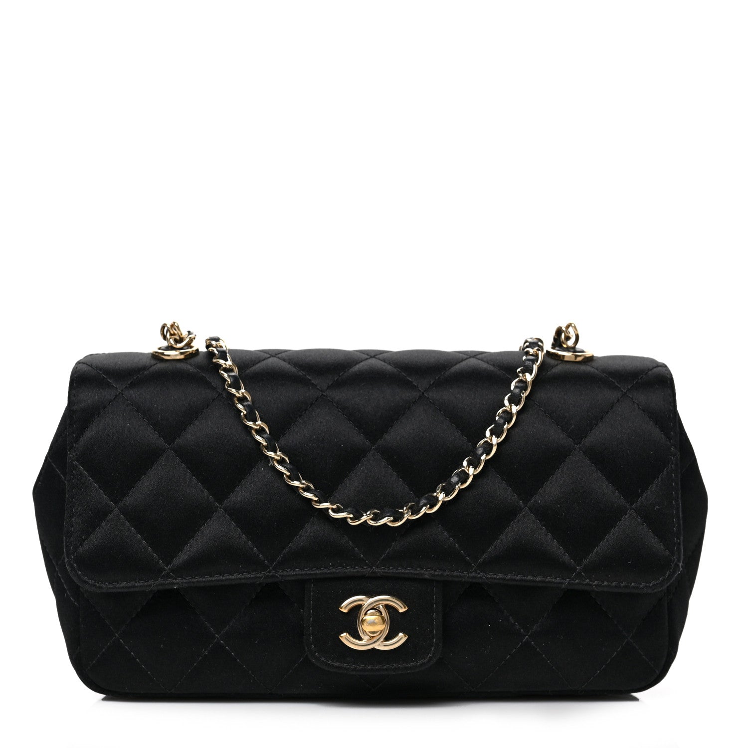 Chanel Satin Quilted Mini Rectangular Flap Black 1 of 8