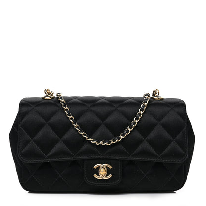 Chanel Satin Quilted Mini Rectangular Flap Black 1 of 8