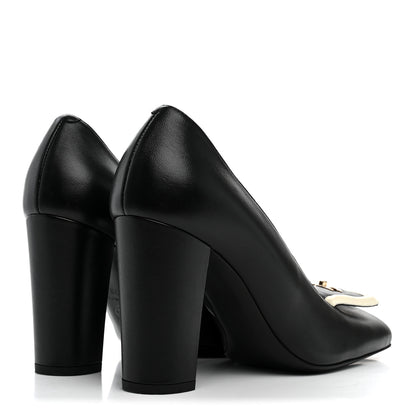 Chanel Lambskin Turnlock CC Pumps 38 Black Ivory 5 of 9