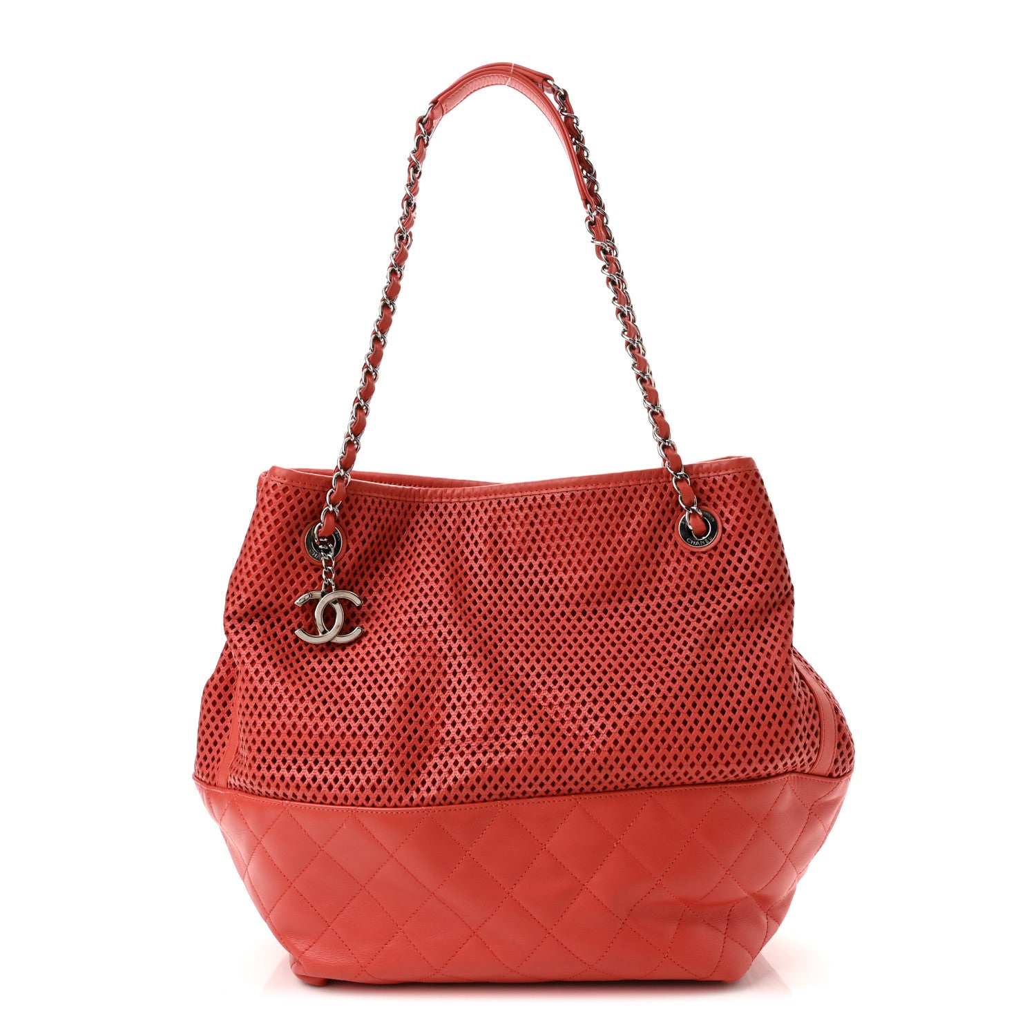 Chanel Calfskin Perforated Up In The Air North South Tote Red 1 of 11