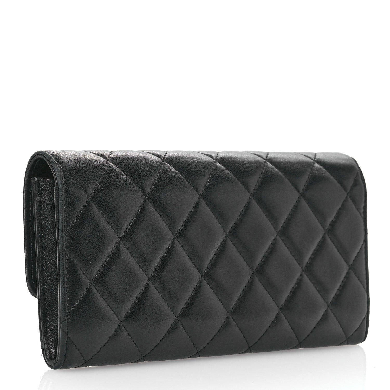 Chanel Lambskin Quilted Large Gusset Flap Wallet Black 3 of 8