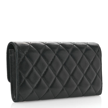 Chanel Lambskin Quilted Large Gusset Flap Wallet Black 3 of 8