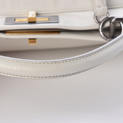 Fendi Goatskin Watersnake Large Peekaboo Iconic Satchel White 25 of 26