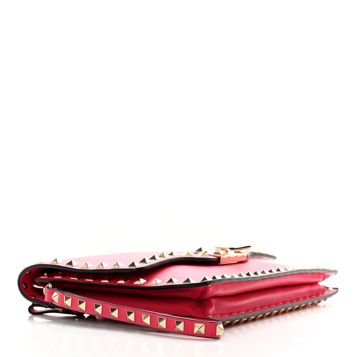 Valentino Garavani Vitello Rockstud Flip Lock Wristlet Clutch Deep Fuxia 4 of 11