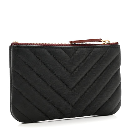 Chanel Caviar Chevron Quilted Small Cosmetic Case Black 3 of 8