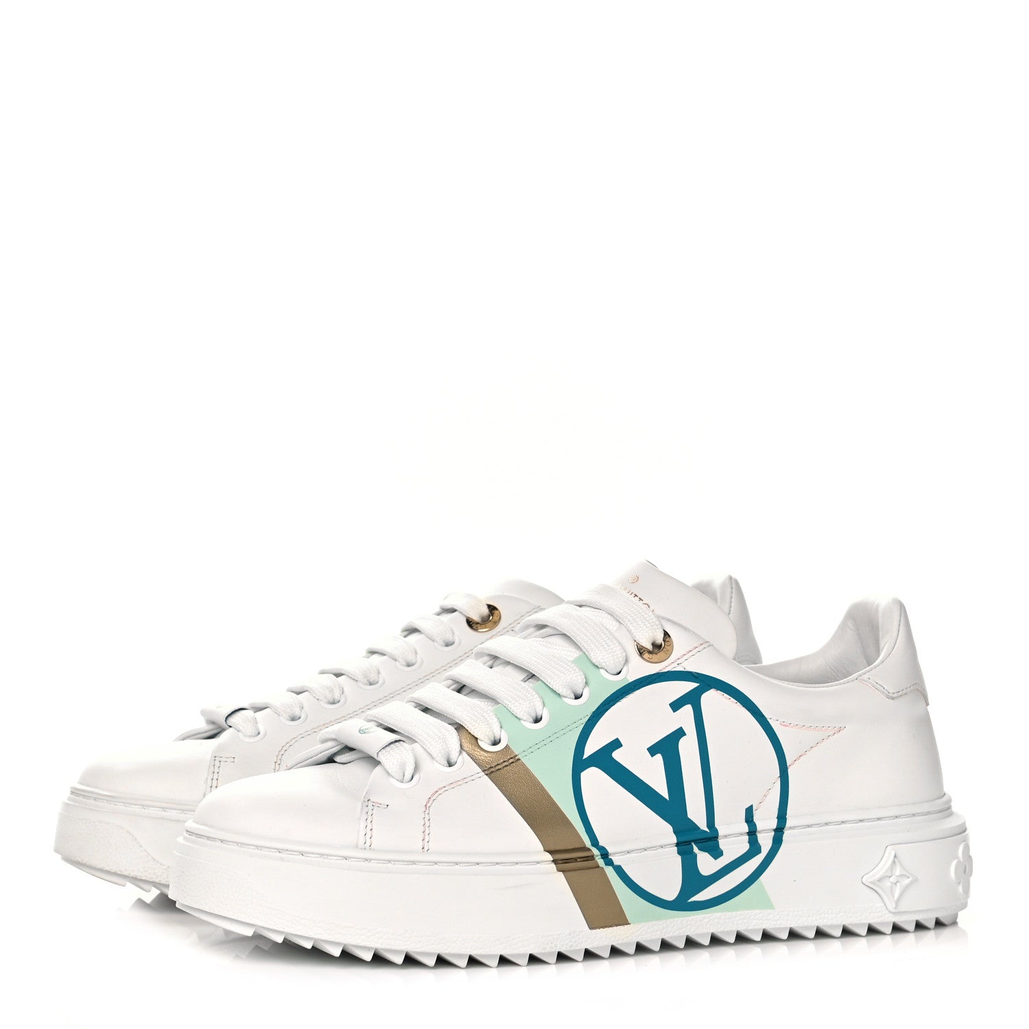 Louis Vuitton Monogram Time Out Sneakers 37.5 White Vert 3 of 7