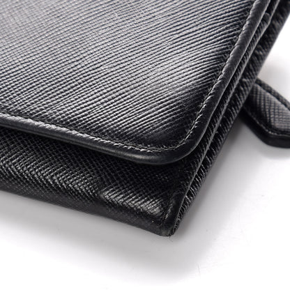 Prada Saffiano Continental Flap Wallet Black 7 of 12