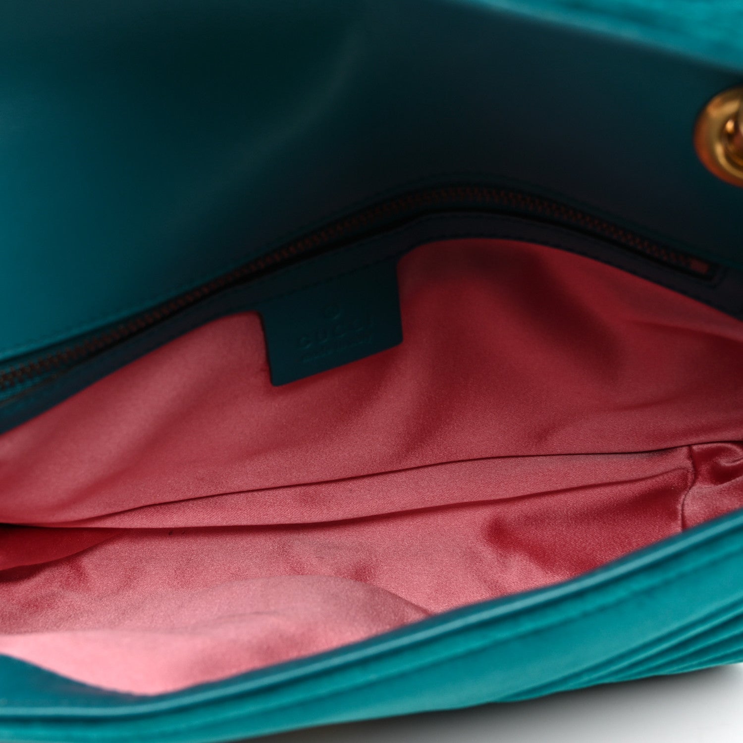 Gucci Velvet Matelasse Small GG Marmont Shoulder Bag Pavone Cyan 5 of 10