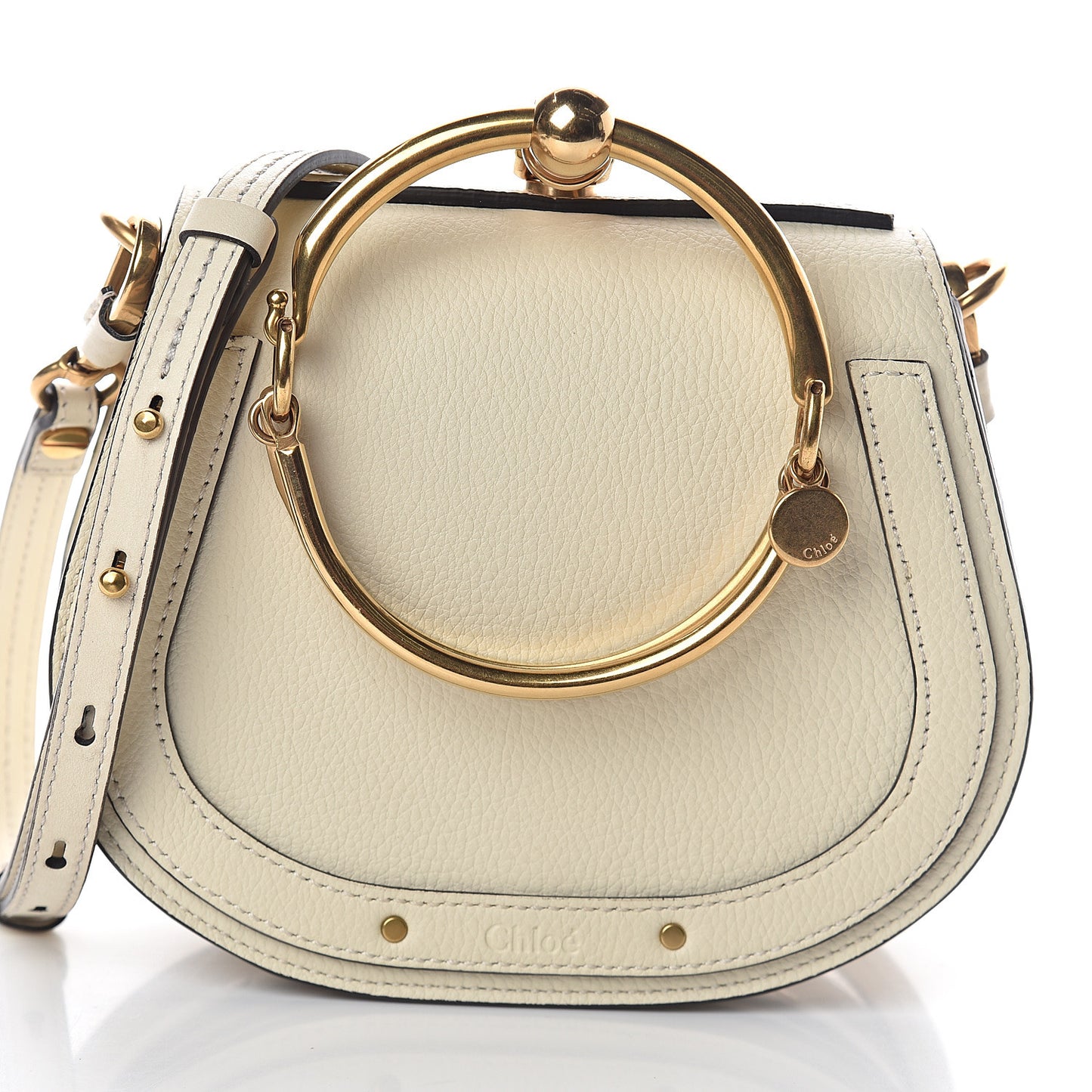 Calfskin Suede Small Nile Bracelet Bag Off White