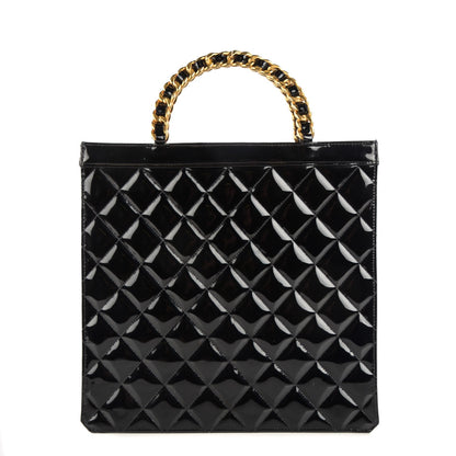 Chanel Patent Quilted Chain Handle Tote Black 1 of 8