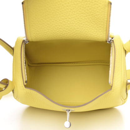 Hermes Taurillon Clemence Mini Lindy 20 Lime 5 of 9
