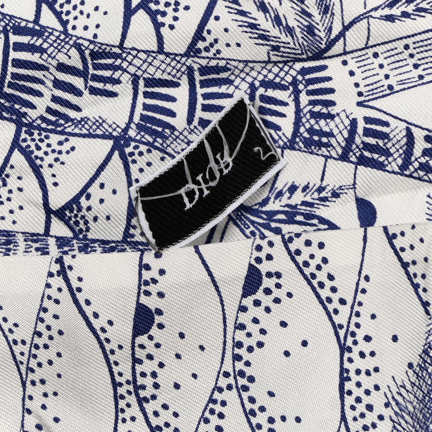 ABCDior W Silk Mitzah Scarf Navy Blue