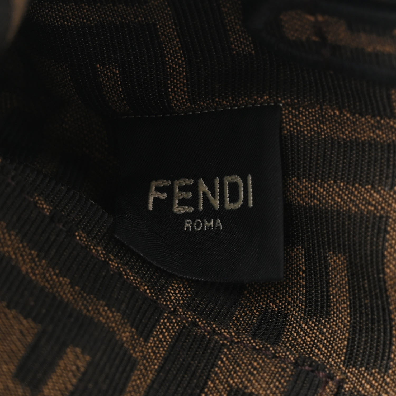Fendi Fabric Jacquard FF 1974 Mini Baguette Tobacco Moro Black 7 of 12