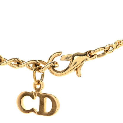 Christian Dior Metal Crystal CD Logo Pendant Necklace Gold 9 of 10