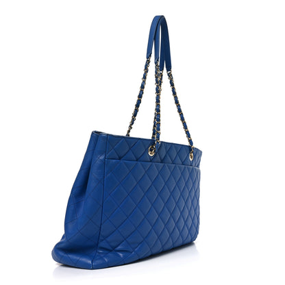 Chanel Calfskin Quilted Large CC Shopping Tote Blue 3 of 10