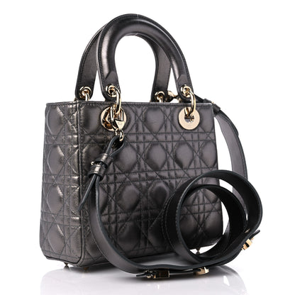 Christian Dior Lambskin Cannage Small My ABCDior Lady Dior Metallic Grey 3 of 11