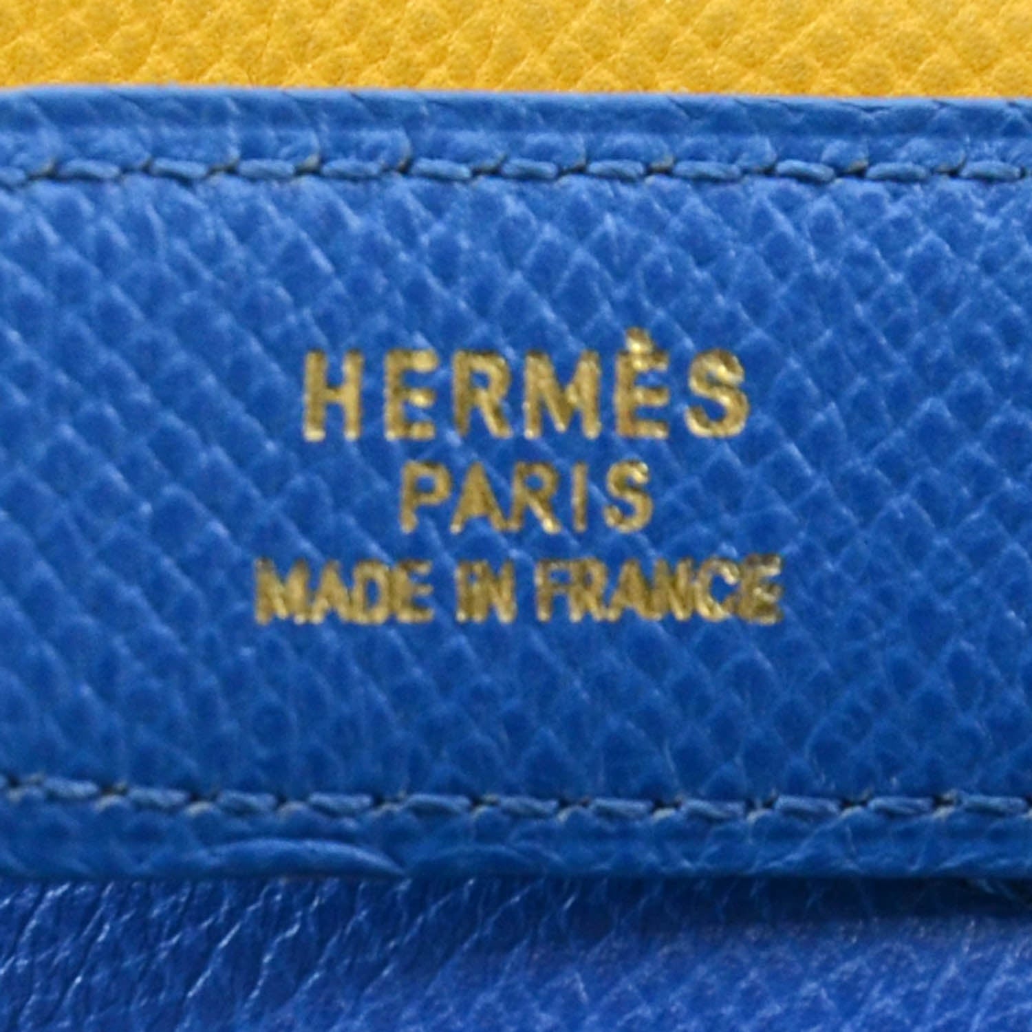 Hermes Courchevel Reversible Thin H Belt 70 Bleu France and Jaune 3 of 5