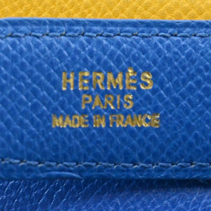 Hermes Courchevel Reversible Thin H Belt 70 Bleu France and Jaune 3 of 5