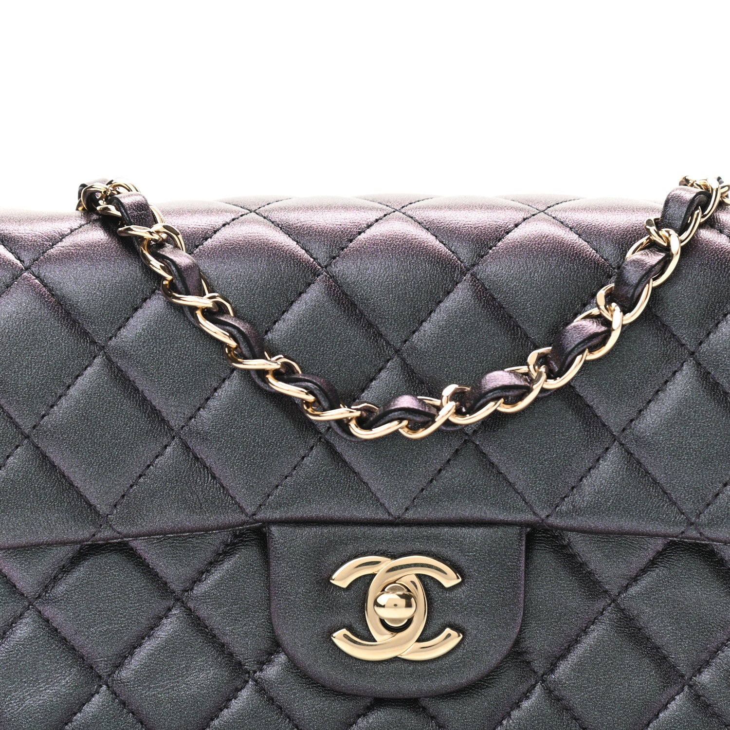 Chanel Iridescent Lambskin Quilted Mini Rectangular Flap Black 8 of 11