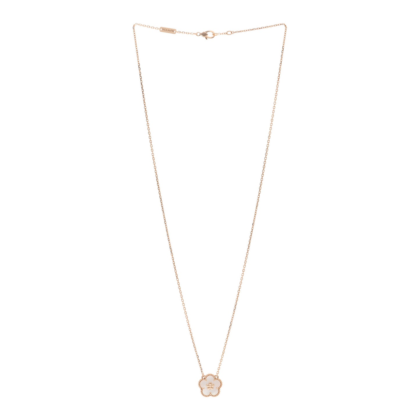 18K Rose Gold Mother of Pearl Lucky Spring Plum Blossom Necklace