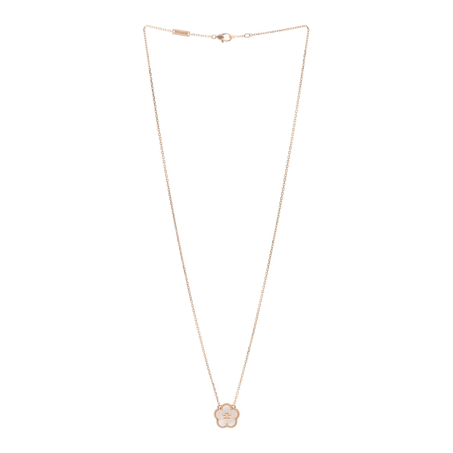 Van Cleef & Arpels 18K Rose Gold Mother Of Pearl Lucky Spring Plum Blossom Necklace 3 of 6