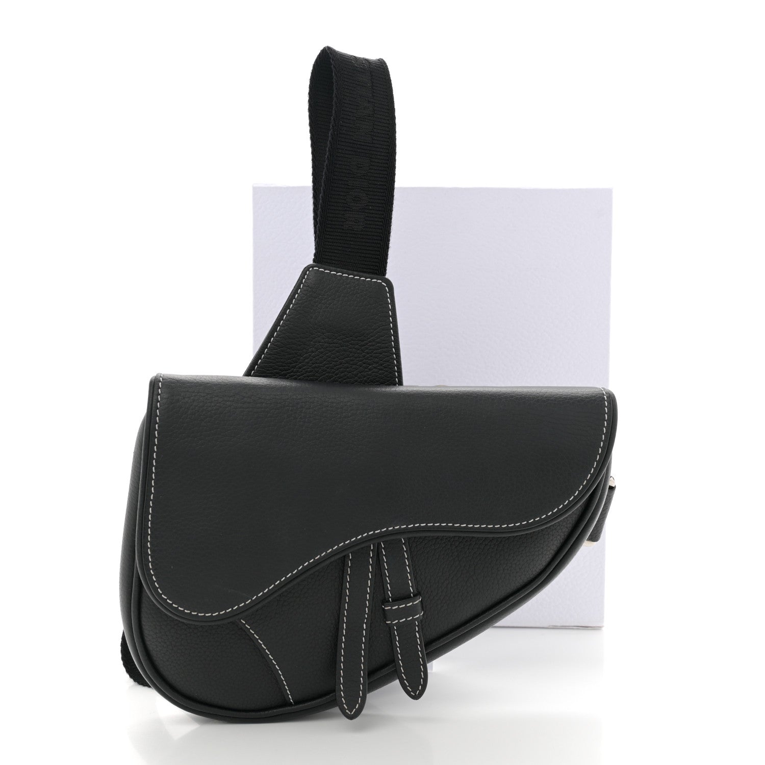 Christian Dior バック Christian Dior Grained Calfskin Mens Mini Saddle Bag Black 1707544