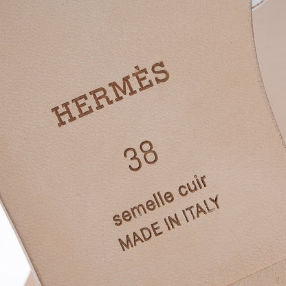 Hermes Box Calfskin Oran Sandals 38 White 6 of 8
