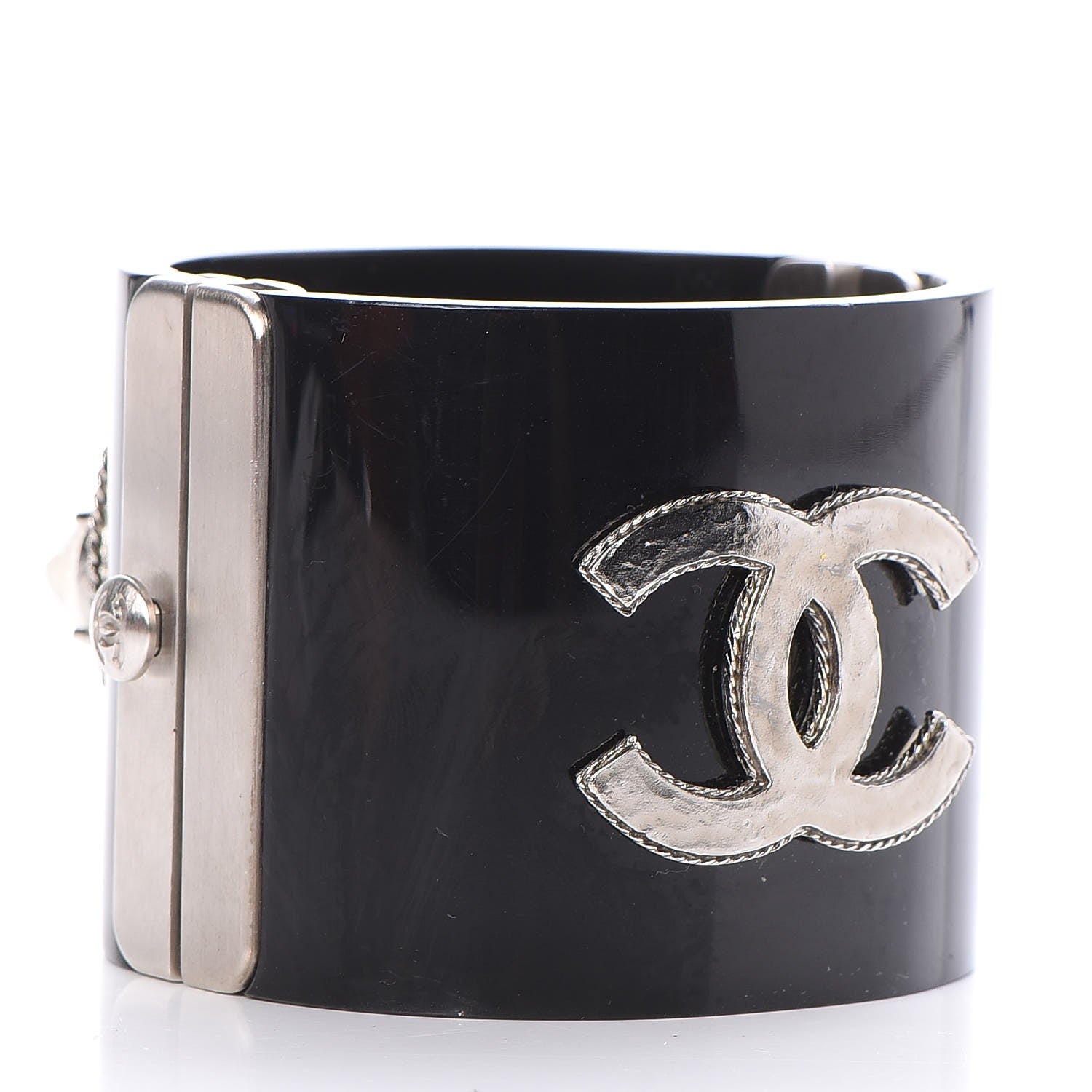 Chanel Resin Ruthenium CC Cuff Black 3 of 5
