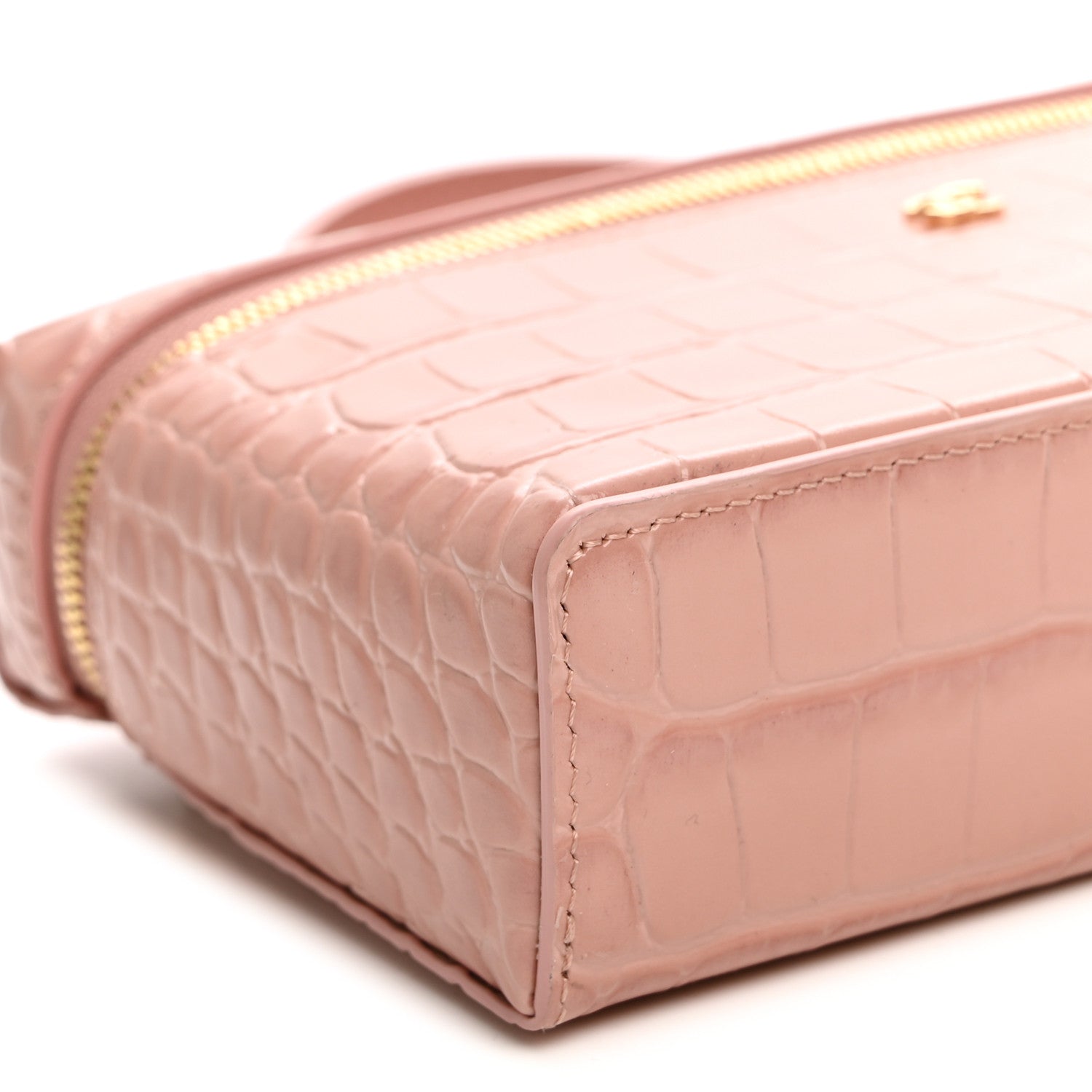 Chanel Calfskin Crocodile Embossed Crococo Exoticoco Vanity With Chain  Light Pink 9 of 11