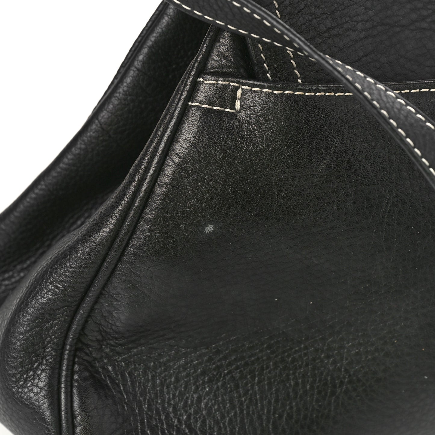 Calfskin Saddle Top Handle Satchel Black