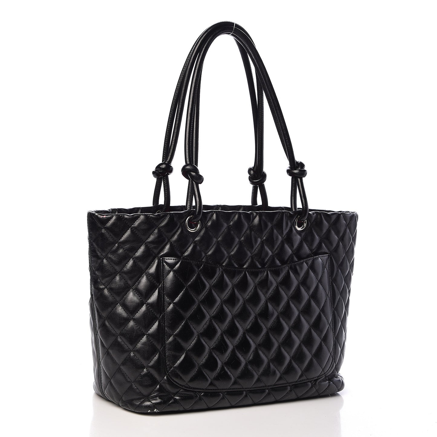 Calfskin Quilted Large Cambon Tote Black White