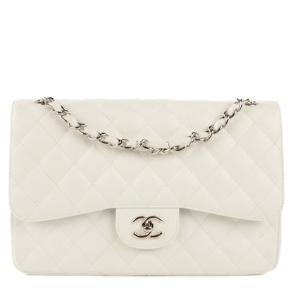 Chanel Caviar Quilted Jumbo Double Flap White 1 of 15