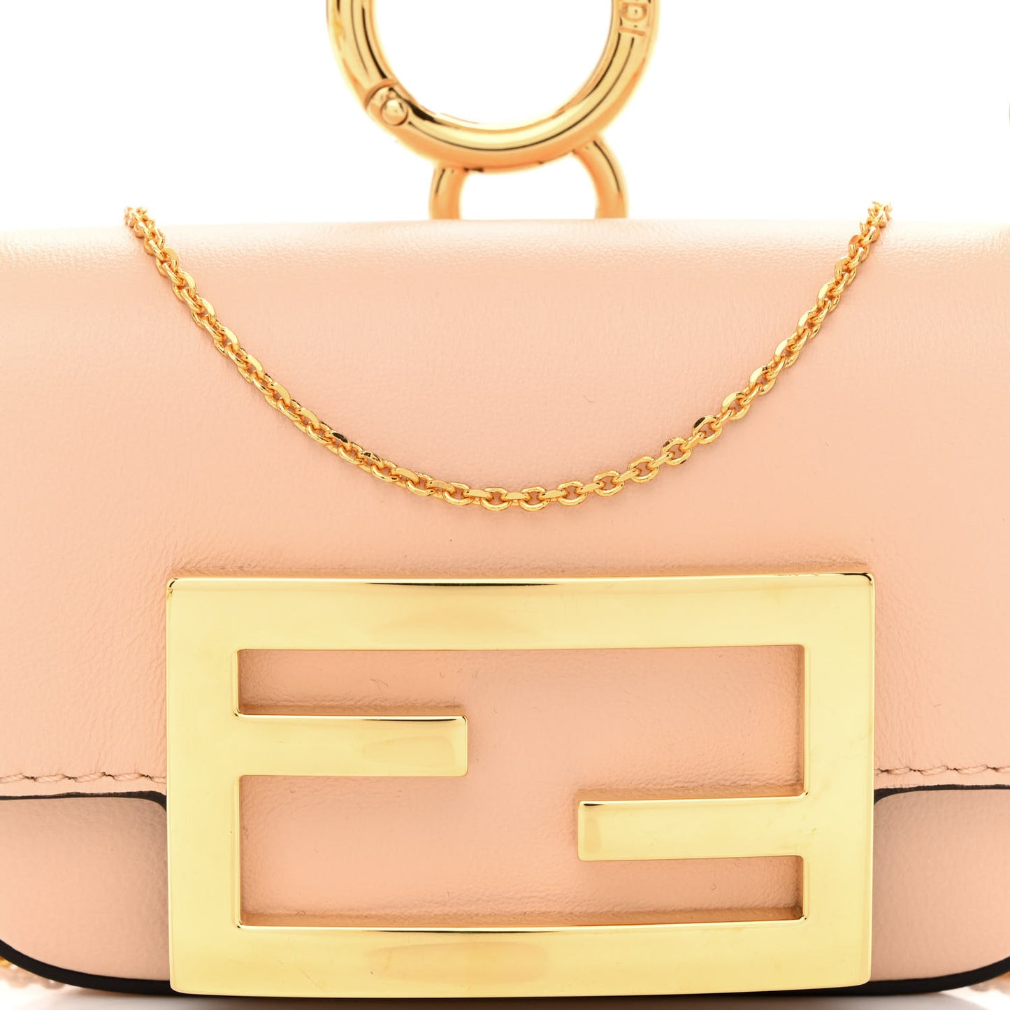 Shiny Nappa Braided Nano Baguette Maxi Handle Charm Light Rose