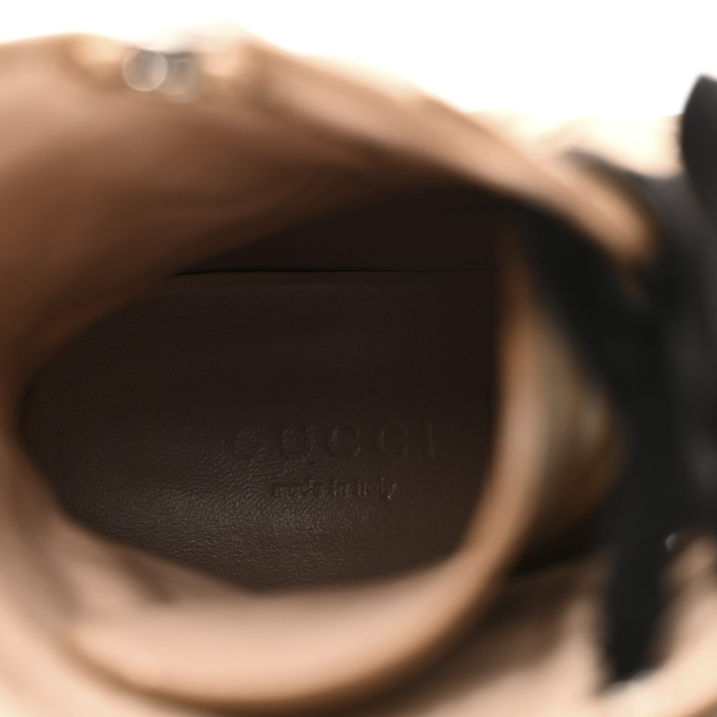 Nappa Frances GG Matelasse Platform Combat Boots 35 Natural Tan