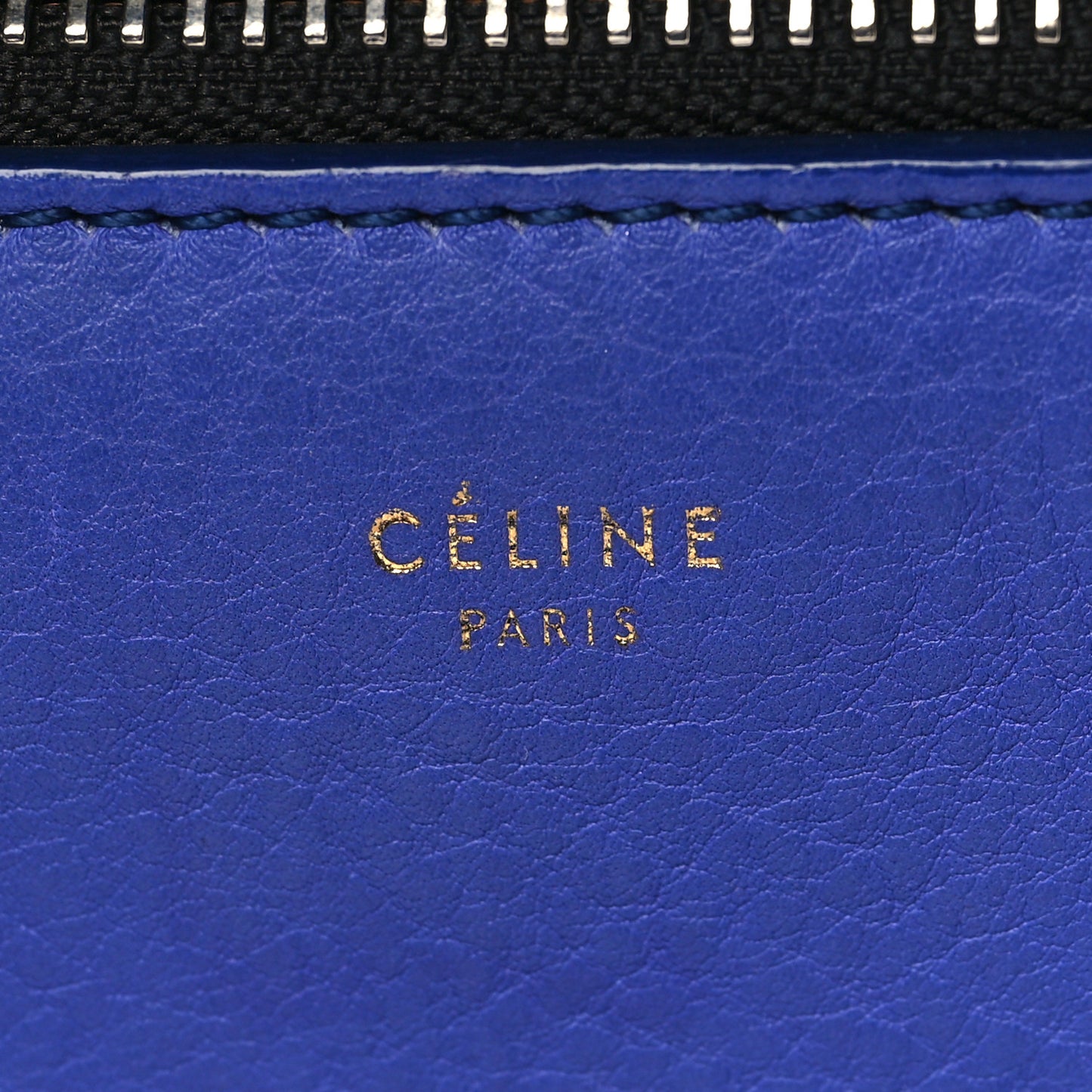 Smooth Calfskin Medium Tri-Color Edge Shoulder Bag Indigo