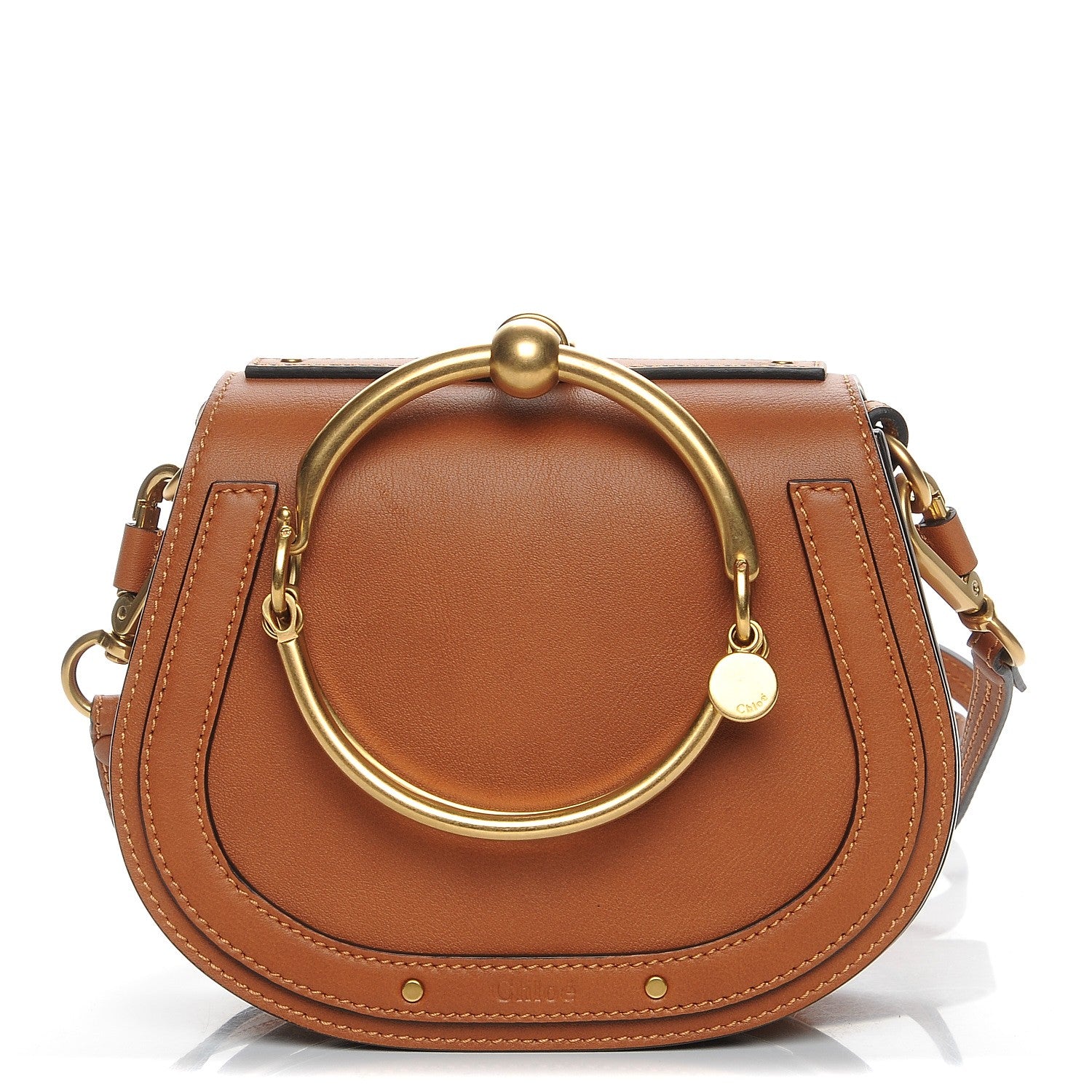 Chloe Calfskin Suede Small Nile Bracelet Bag Caramel 1 of 8
