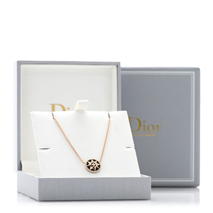 Christian Dior 18K Rose Gold Diamond Black Onyx Rose Des Vents Necklace 5 of 5