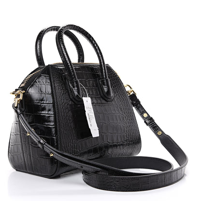 Givenchy Calfskin Crocodile Embossed Mini Antigona Black 2 of 8