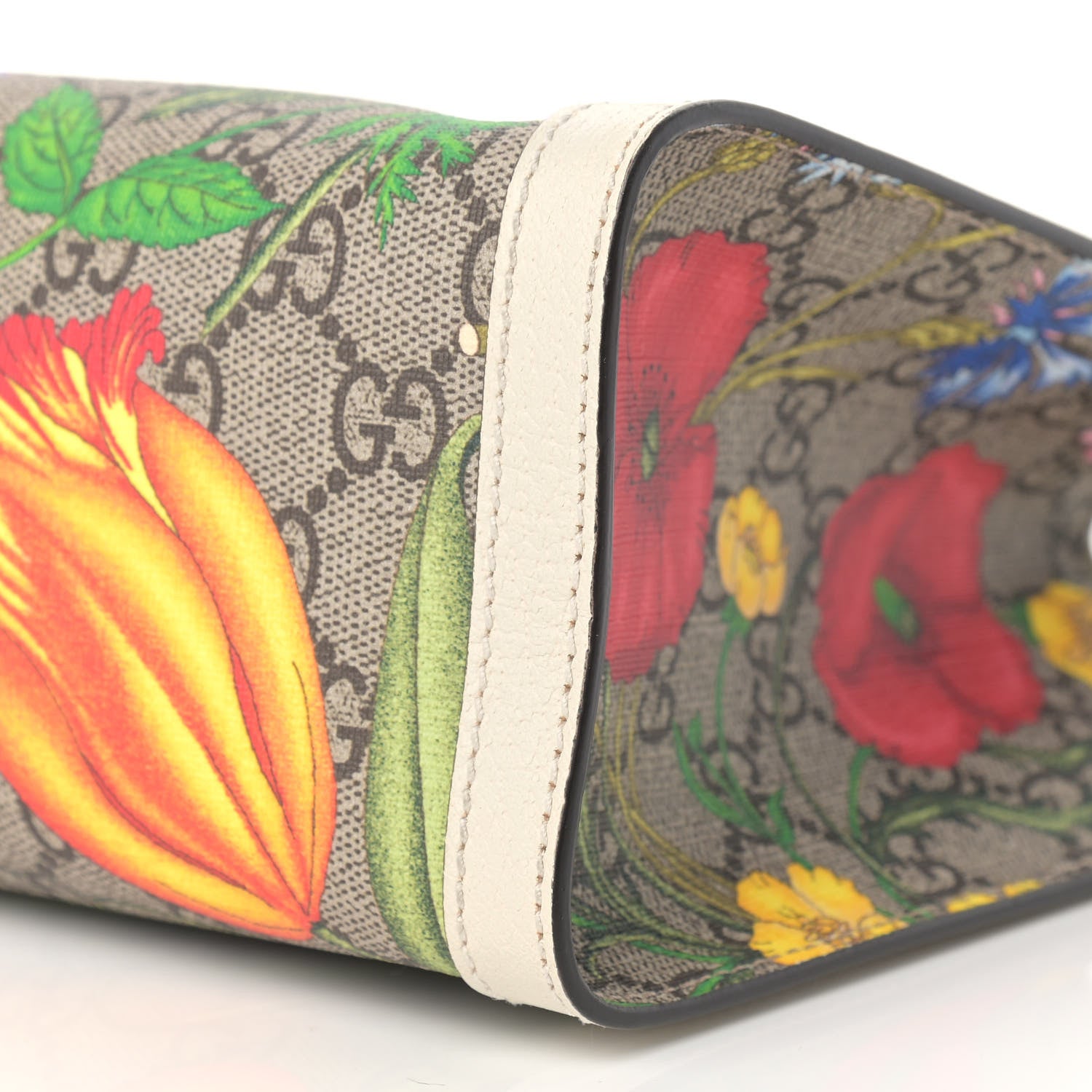 Gucci GG Supreme Monogram Flora Textured Calfskin Small Padlock Tote Beige Ebony Multicolor Mystic White 9 of 9