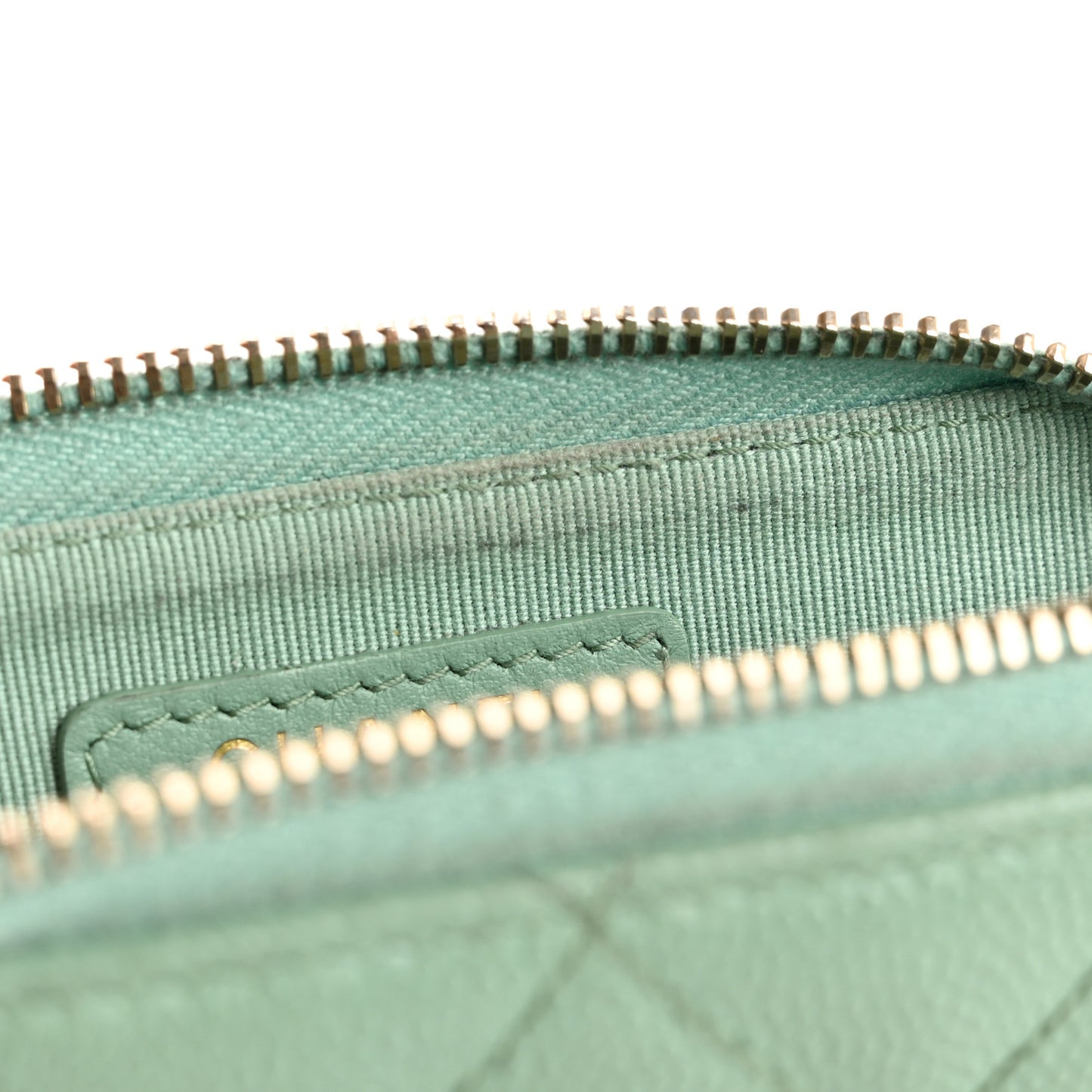 Caviar Quilted Zip Coin Purse Light Green