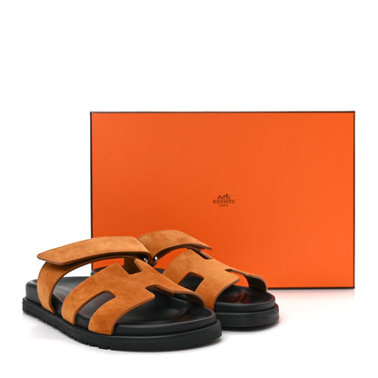 Hermes Suede Goatskin Womens Chypre Sandals 35 Naturel 8 of 8
