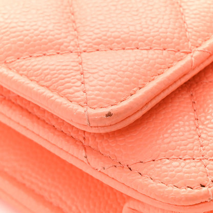 Chanel Caviar Quilted Wallet on Chain WOC Coral 12 of 13