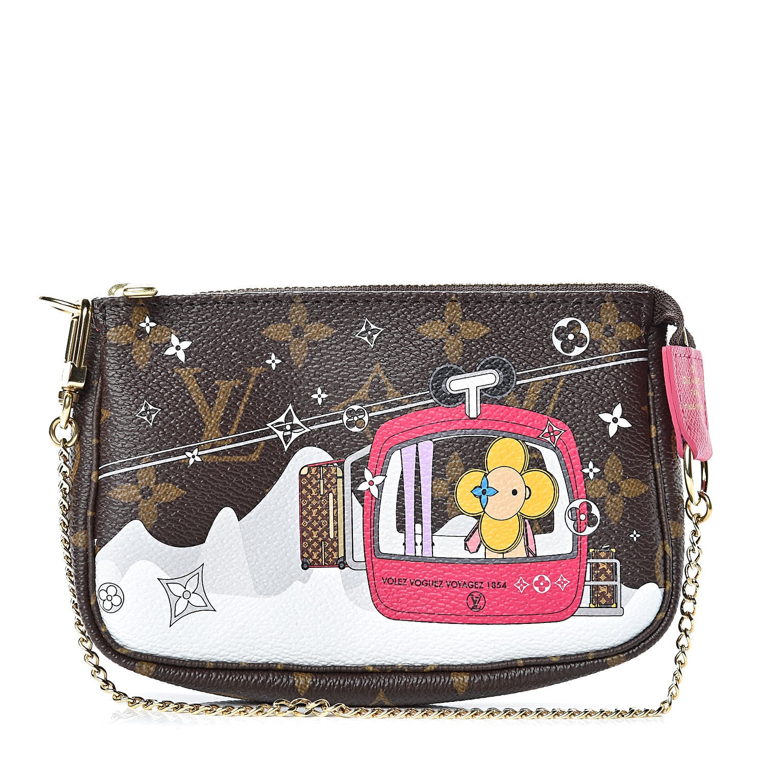 Louis Vuitton Monogram 2019 Christmas Animation Mini Courchevel Pochette Accessories Fuchsia 1 of 9