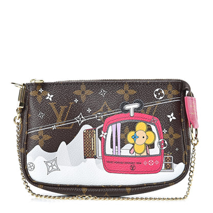 Louis Vuitton Monogram 2019 Christmas Animation Mini Courchevel Pochette Accessories Fuchsia 1 of 9