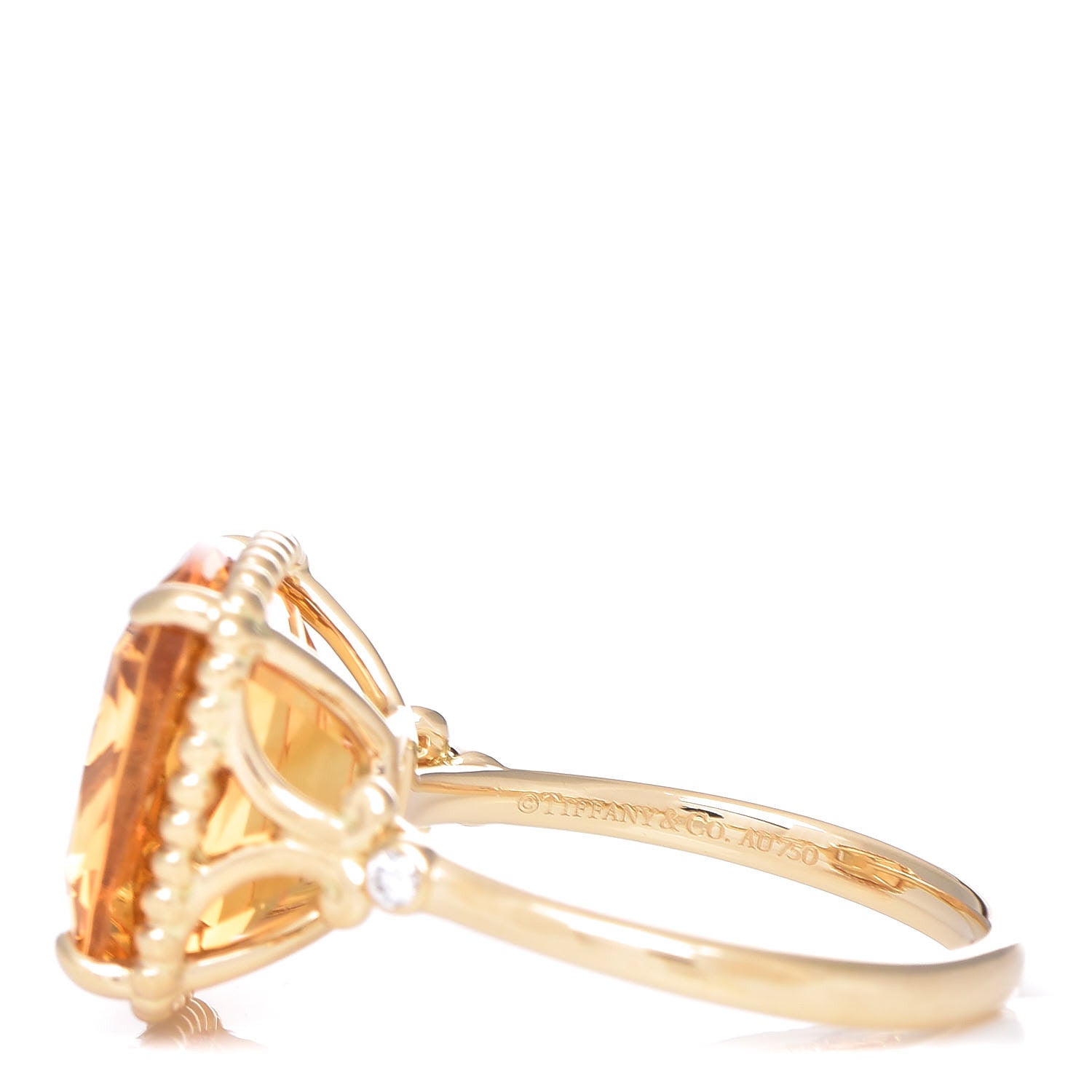 Tiffany 18K Yellow Gold Diamond Citrine Sparklers Cocktail Ring 54 7 5 of 6